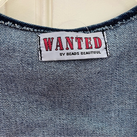 Wanted by Beads beautiful denim shawl/vest with beads and fringe. One size - Picture 4 of 7